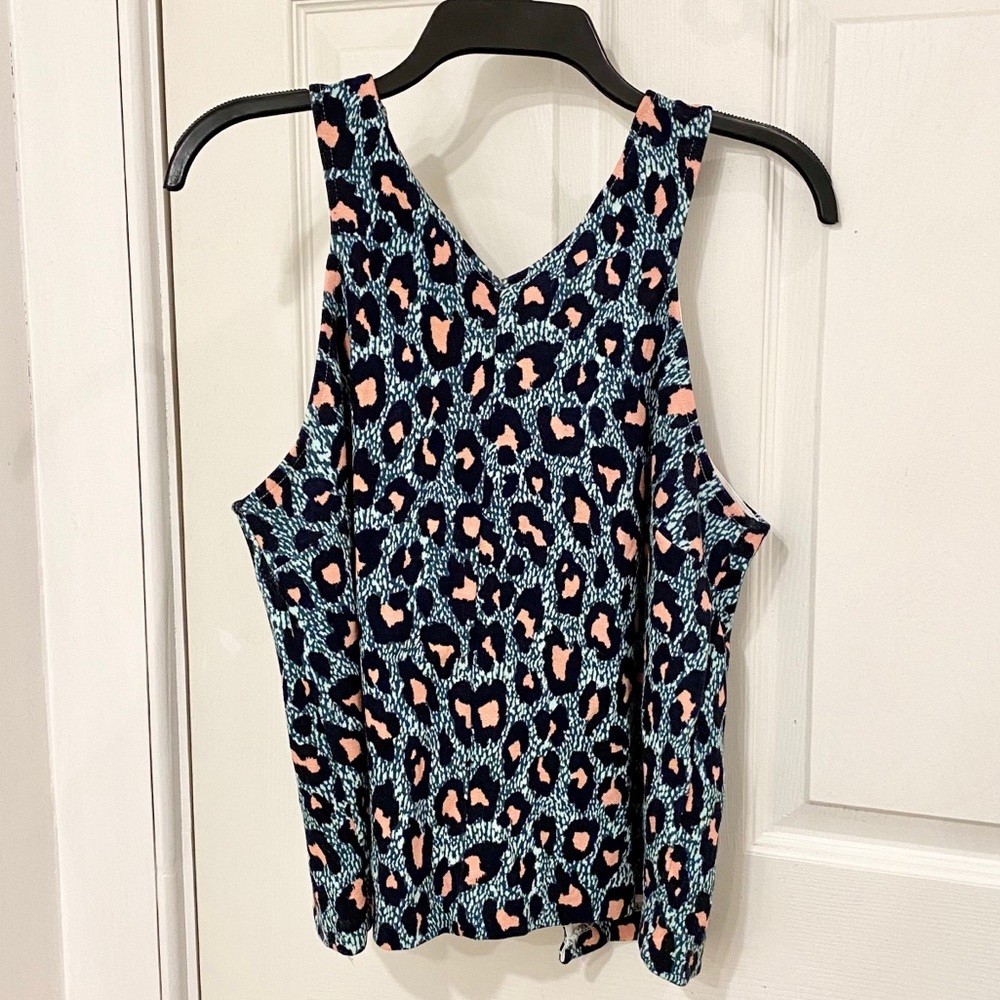 Open back leopard print halter neckline tank